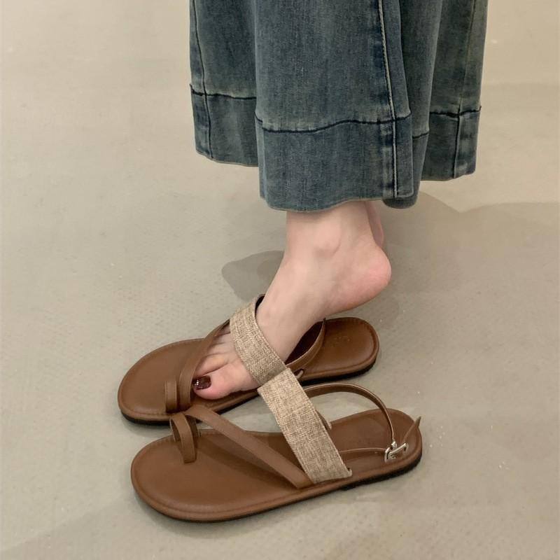 Design Sense Niche Flat-bottomed Sandals Roman Shoes Women's Summer Seaside Beach Shoes Fashion Cool Slippers Women's Shoes