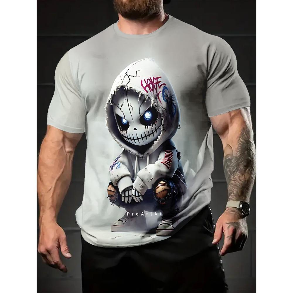 

Men S Summer T-Shirt Featuring 3D Digital Prints with a Trendy Street Graffiti Skull Design Casual And Comfortable Fit XS