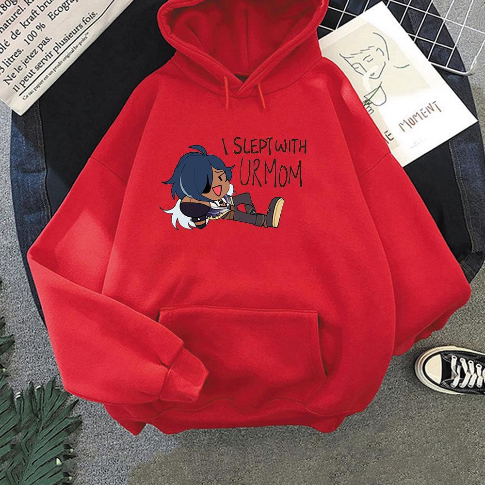 

Худи с принтом мема Кэйя Genshin Impact Женские оверсайз толстовки Каваи графические худи Мужская модная одежда 3XL