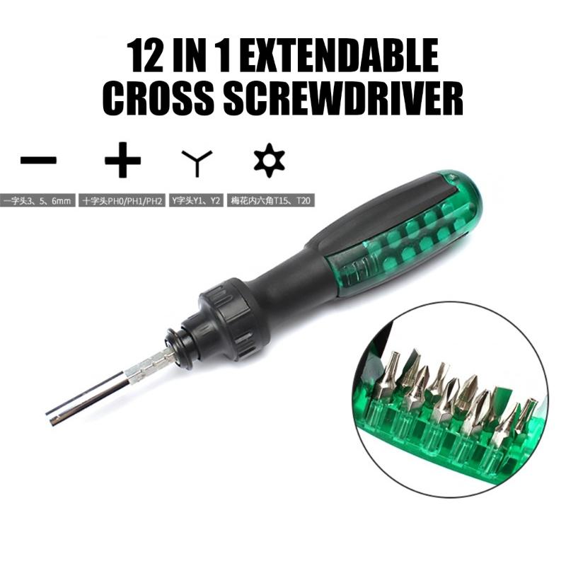 Ratcheting Screwdriver 12-in-1 Multibit Screwdriver Screwdriver Set Pivoting Adjustable Screw Driver Set Hand Tool