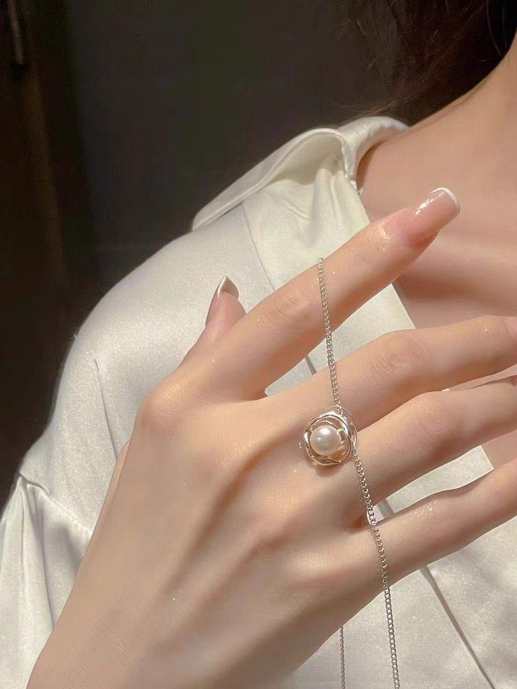 Authentic 999 Pure Silver Pearl Necklace - Elegant French Design Pendant, Perfect Birthday Gift for Girlfriend.