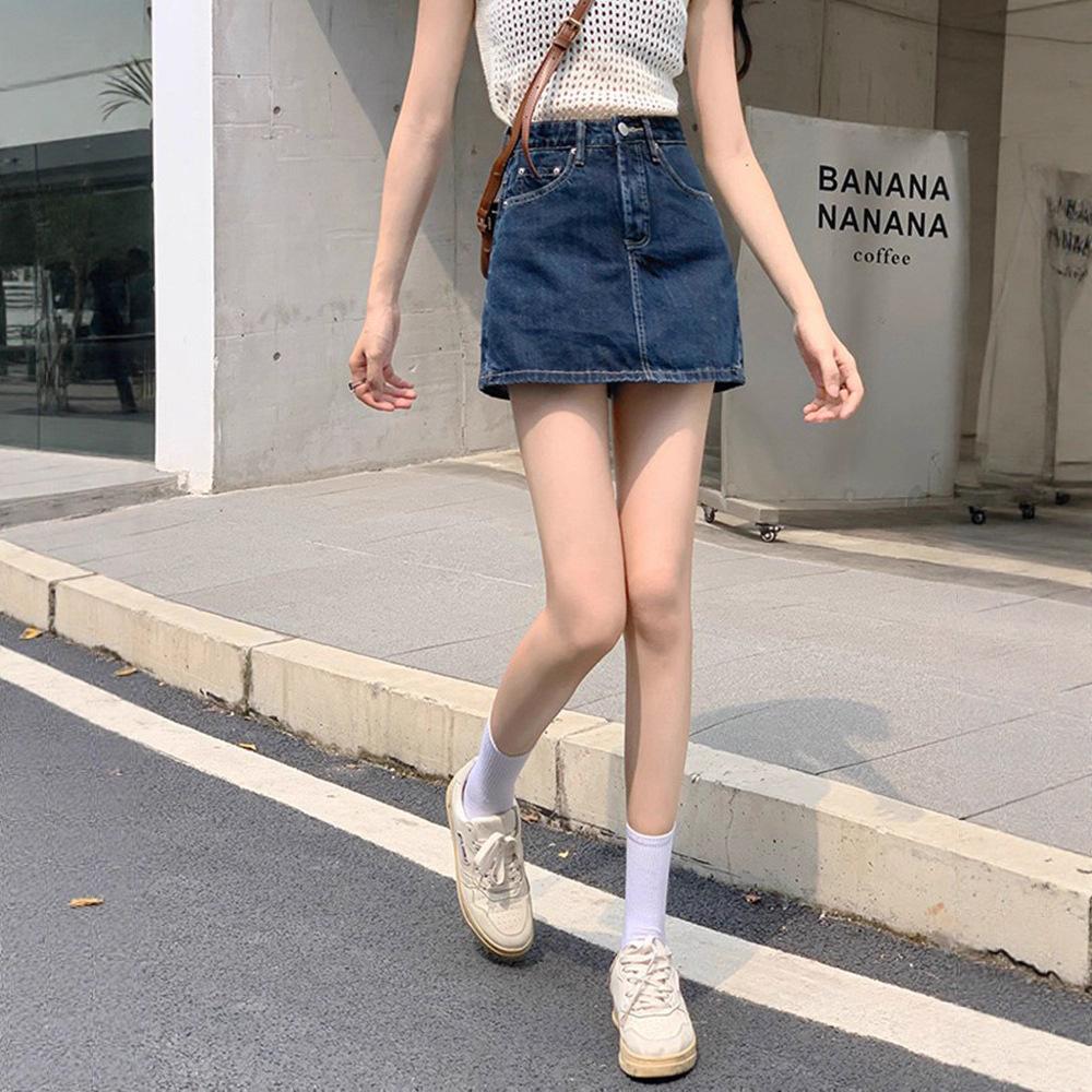 Hong Kong Style Retro Large Size High Waist Denim Skirt for Women In Summer New Style Slim Hot Girl Skirt Pants Hip Short Skirt