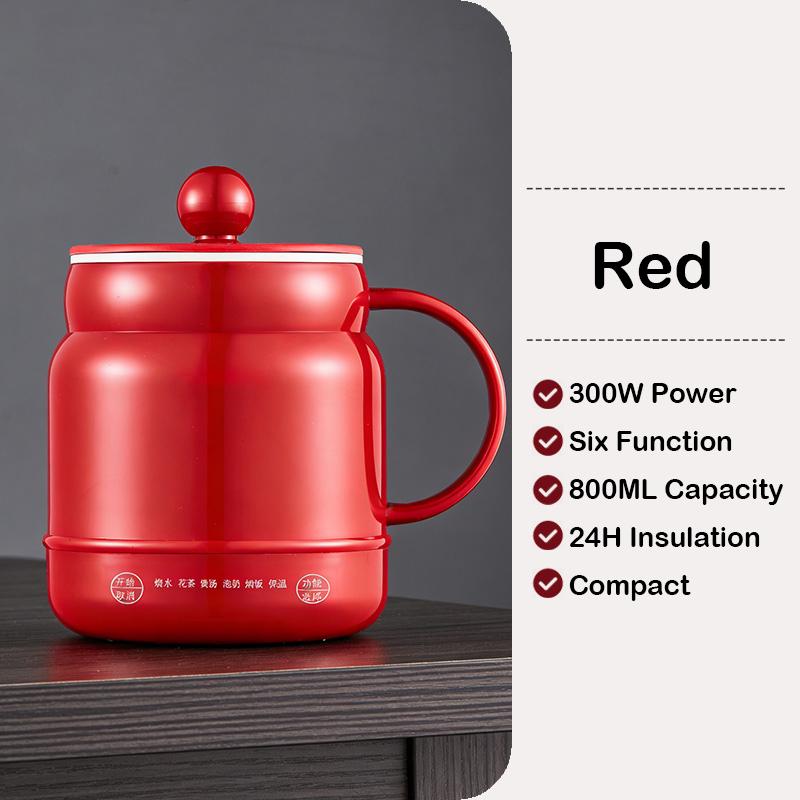 Portable Multifunctional Cooking Cup 0.8L Stew Soup Tonic Milk Tea Coffee warmer Ceramic liner Rice ooker Mini Insulation Kettle