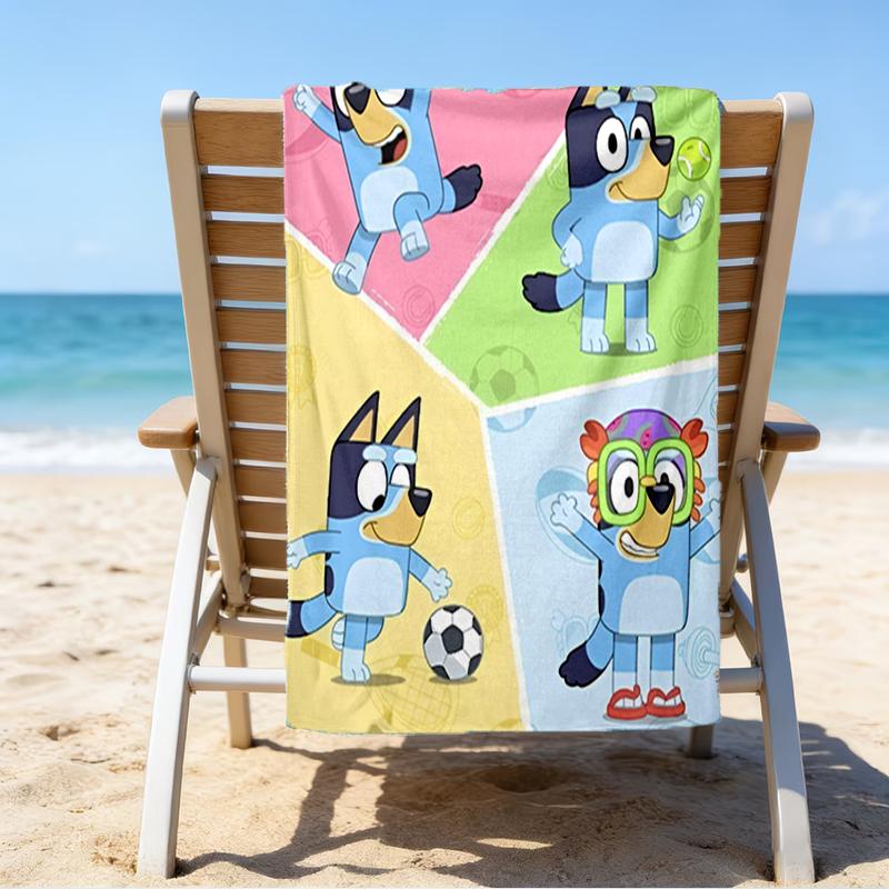 Ultra-Soft Beach Towel with Bluey Theme,Ideal for Pool - Camping, Diving - Perfect Travel Essential, Vibrant Beach Towel.