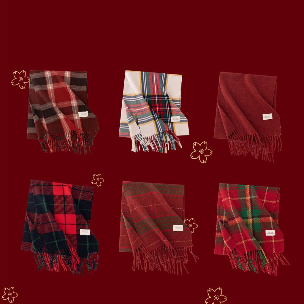 Cashmere feel autumn and winter new year plaid scarf atmosphere women's imitation cashmere ankela red scarf shawl