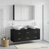 Bathroom Furniture Set 4 Pcs Black Oak Engineered Wood and Glass