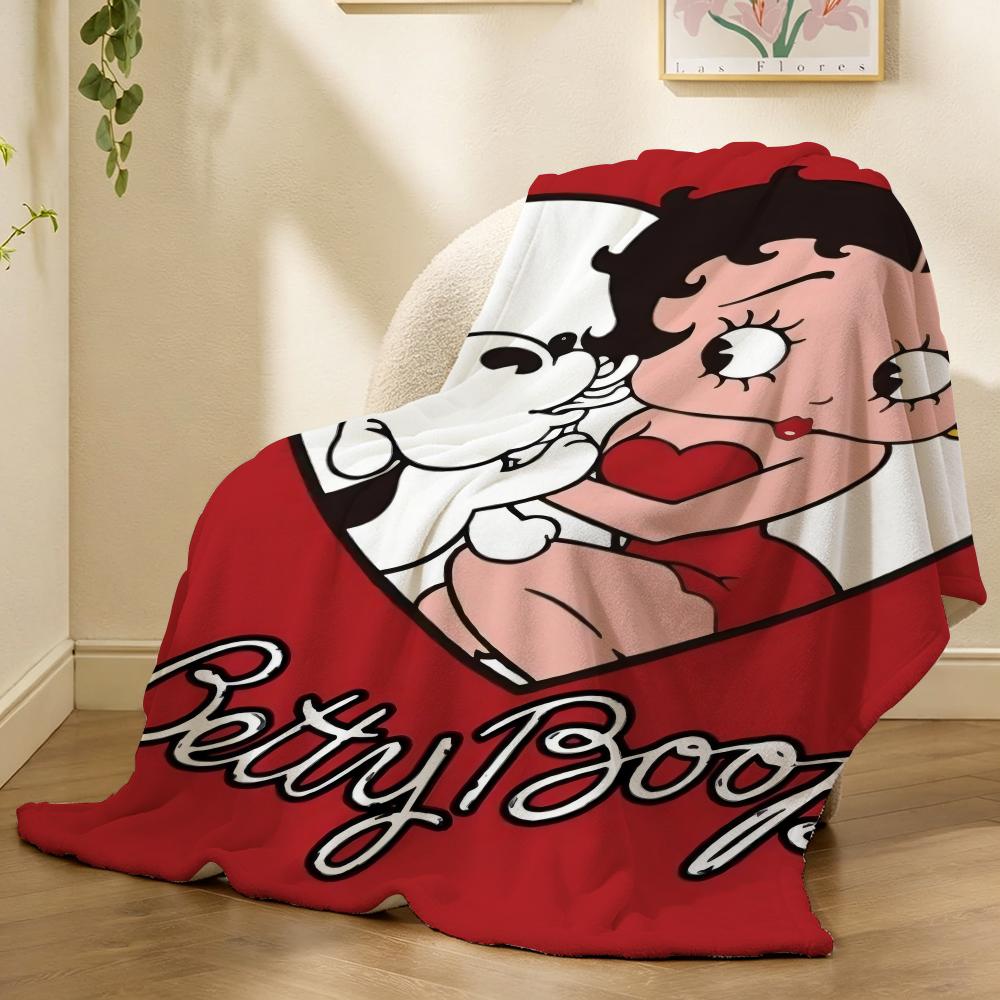 B-BeTTy-CuTe-Boop Throw Soft Flannel Throw Blanket, Lightweight Breathable Summer Nap Blanket For Sofa Home Travel Cozy Decor
