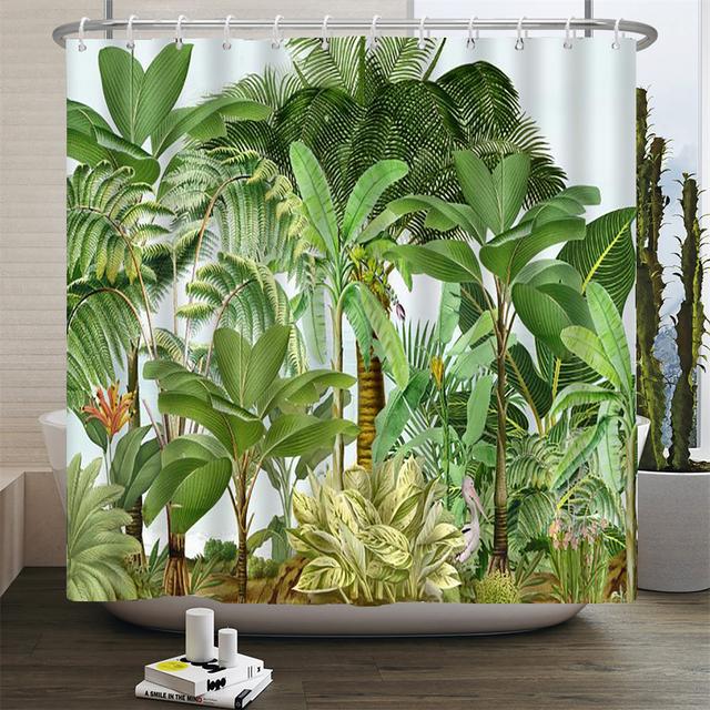 

Европейские цветы, птицы, растения, занавески для ванны, водонепроницаемая занавеска для душа, 3D-печать, украшение для ванной комнаты с крючком, экран для ванны W180xH180cm