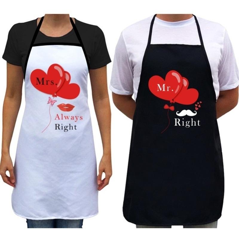DIY Party Decorations Mr Mrs Couple Kitchen Apron Funny Pinafore Cooking Baking Party Cleaning Aprons Supplies.