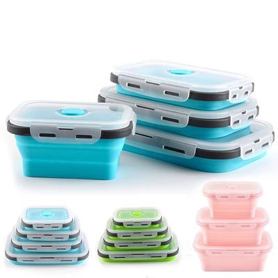 1 Pc/1 Set Silikon Faltbare Lunch Box Lebensmittel Lagerung Container Mikrowellen Tragbare Picknick Camping Outdoor