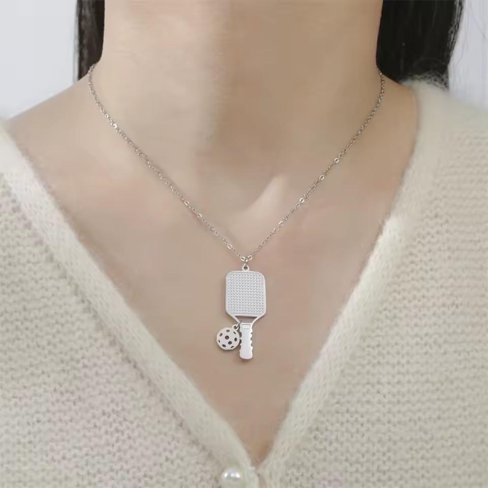 Fashion Sports Racket Pendant Necklace Unisex Couple Matching Jewelry For Party Gift