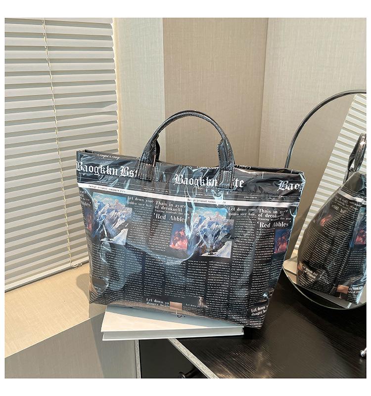 

Trendy Newspaper Print Large Capacity Crossbody Tote – Versatile Handbag & Shoulder Bag чорний