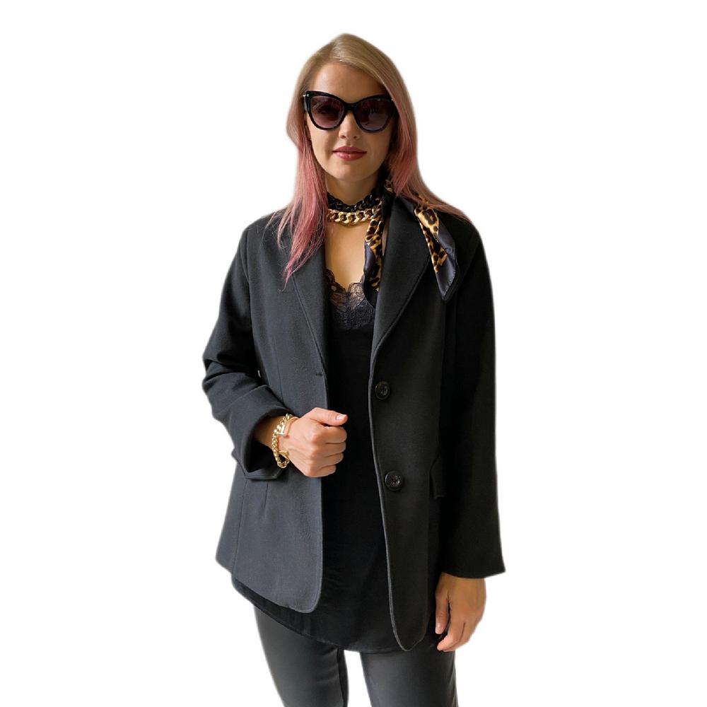 Fierte Women's Large Size Jacket Lm95160 Men's Collar Double Button Stamp Lining