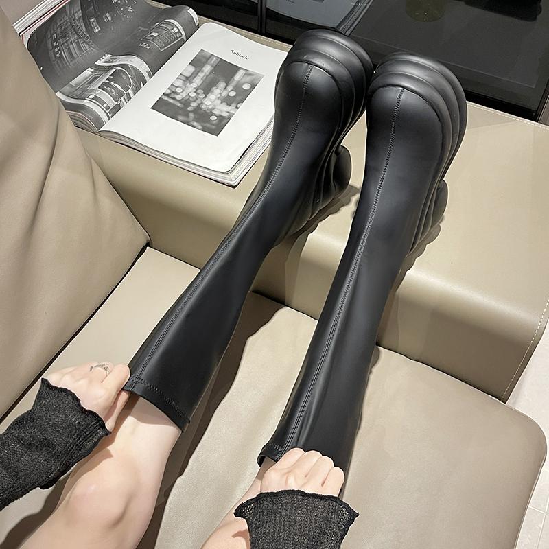 мода Новые Зимние Женские Длинные Сапоги-носки 8 см Высокая Платформа Каблук Женские — фото 6