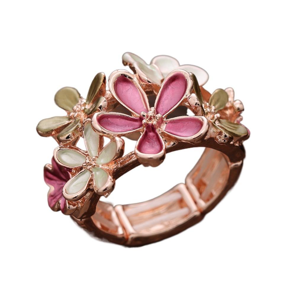 

All-match Painting Oil Flower Ring Multicolor Zinc Alloy Stretch Ring Ethnic Classic Opening Ring Ladies розы красного