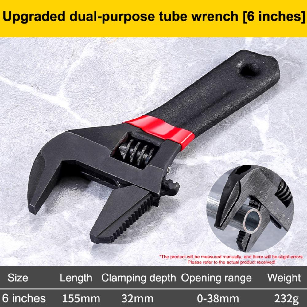 Portable 6/8  Adjustable Wrench Oversized Open Anti-slip Bathroom Wrench Short Handle Mini Wrench