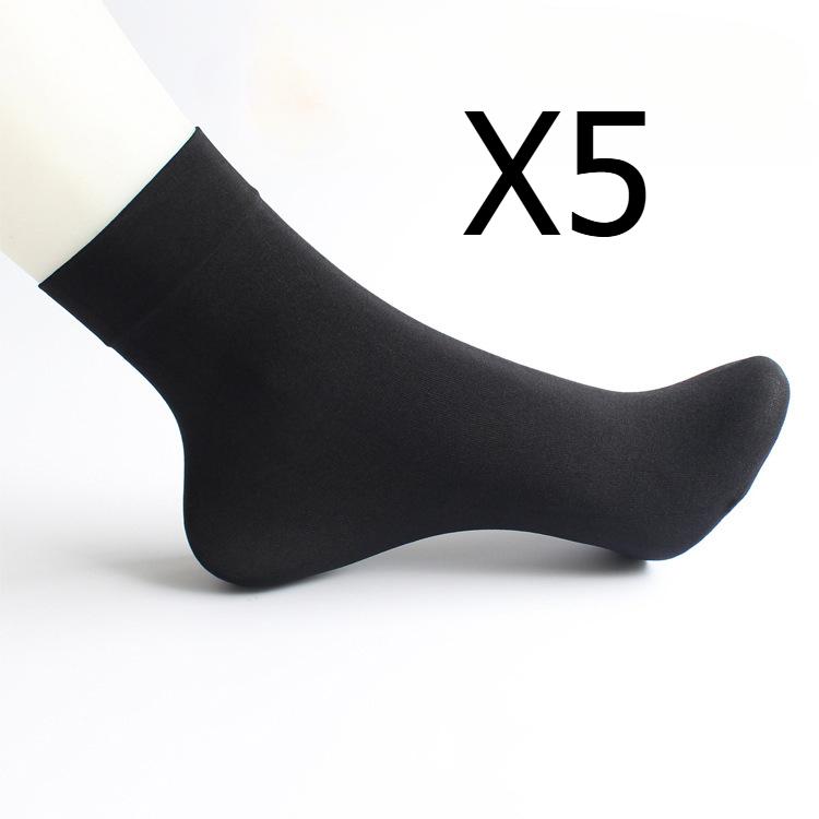 5 Pairs/Set Thickened Velvet Mid-calf Stretch Stockings for Women Elastic Anti-snagging Crystal Socks