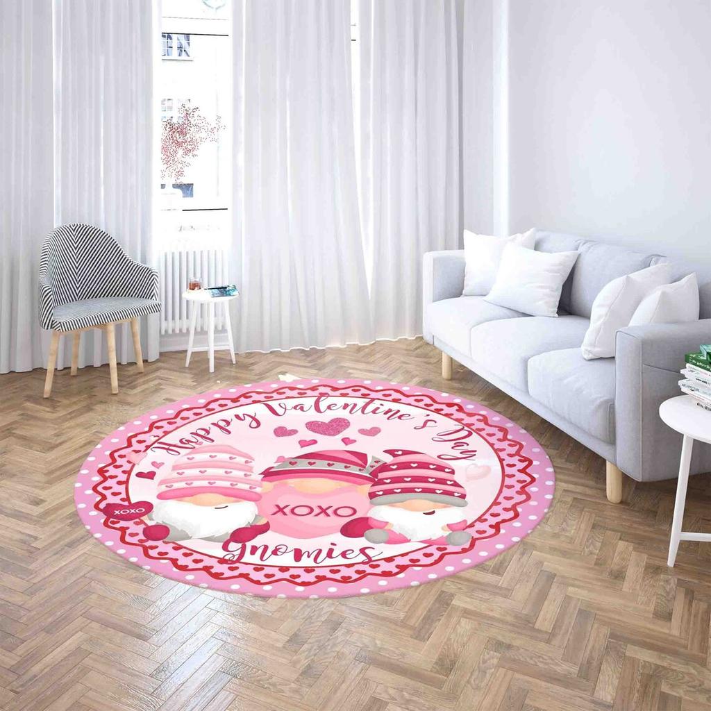 Valentine's Day Dwarf Round Carpet Rose Love Valentine's Day Series Carpet Living Room Bedroom Valentine's Day Carpet