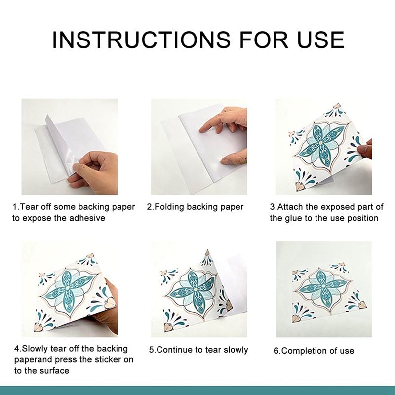 10pcs Retro Self Adhesive Wall Sticker Kitchen Tile Sticker 15*15cm