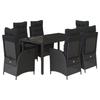 VidaXL Garden Dining Set Cushions 7pcs Black Wicker 3213072