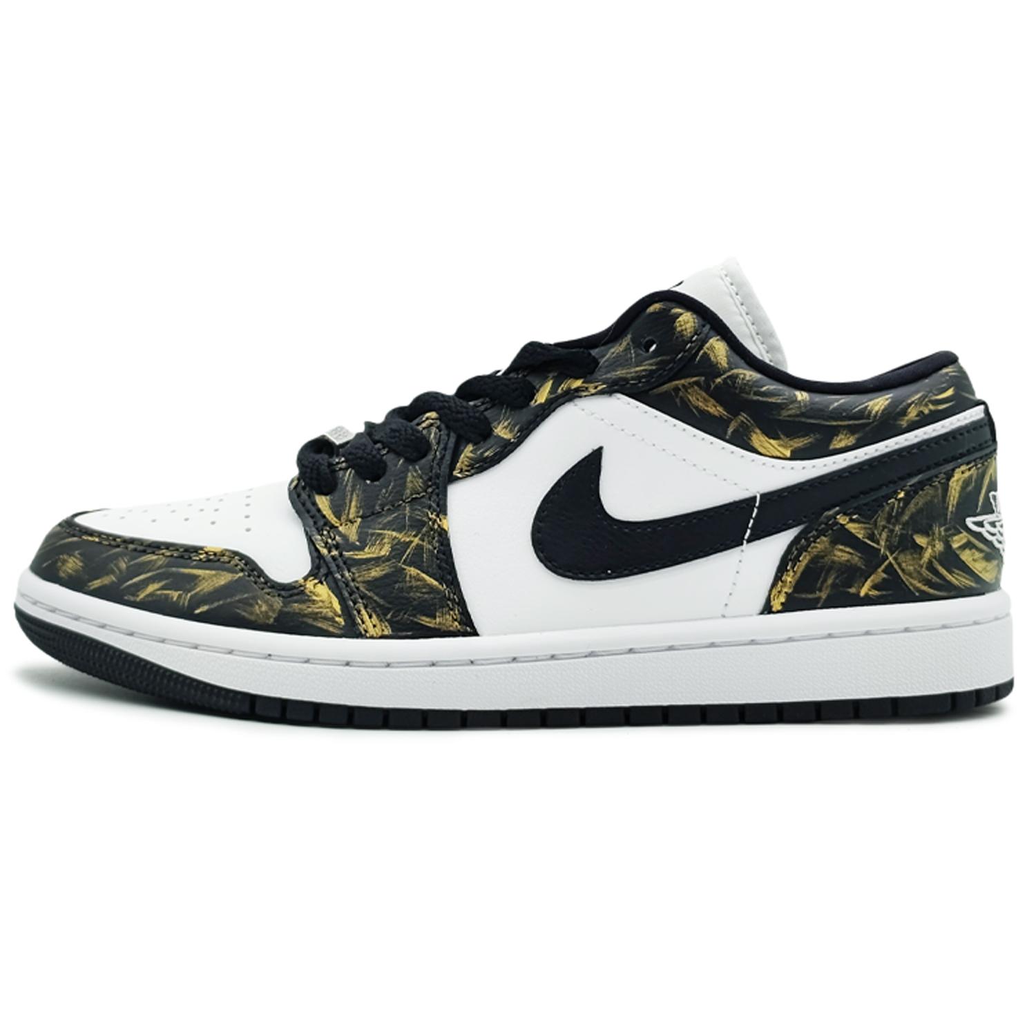 Jordan Air Jordan 1 Mid Low top Vintage Basketball Shoes Women s Black Gold FB9893-101(Team131-) 41