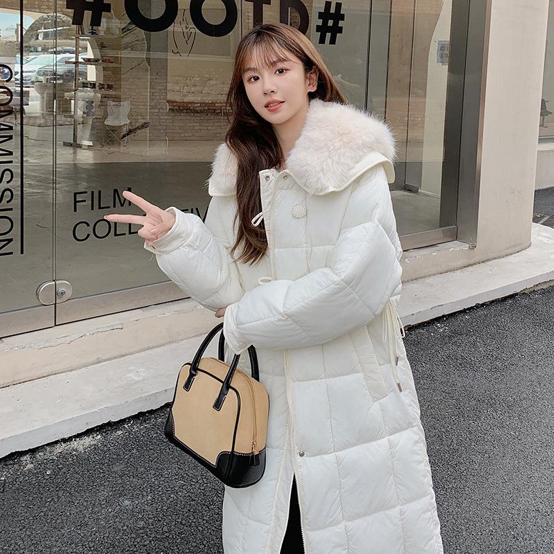 New Korean Style Thickened Large Wool Collar Cotton Jacket for Women In Winter Medium-length Loose Down Cotton Jacket