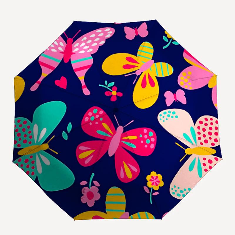 1pc Butterfly Print Automatic Umbrella - Automatic Opening And Closing, Sturdy Iron Frame, Portable Folding Design Yy251018127
