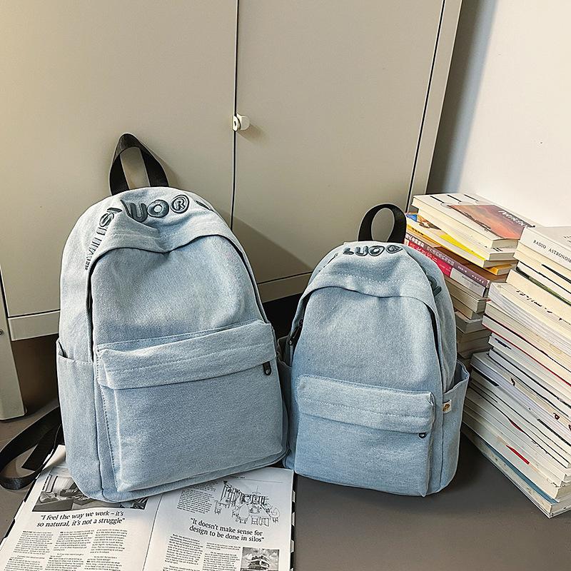 Schoolbag Hong Kong Style Lazy Denim School Bag American High School Student Large Capacity Backpack Junior High School Student Travel Backpack