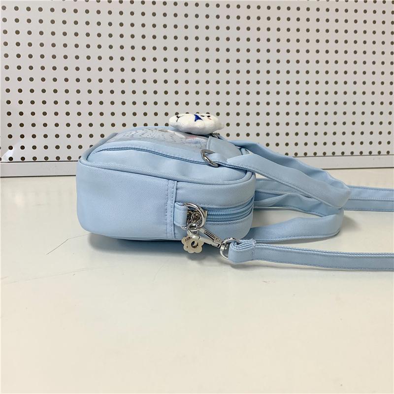 Fashion Casual Kawaii Ita Bag Mini Crossbody Bag Doll Display Transparent Pocket Lightweight Nylon Handbag for Women Girls