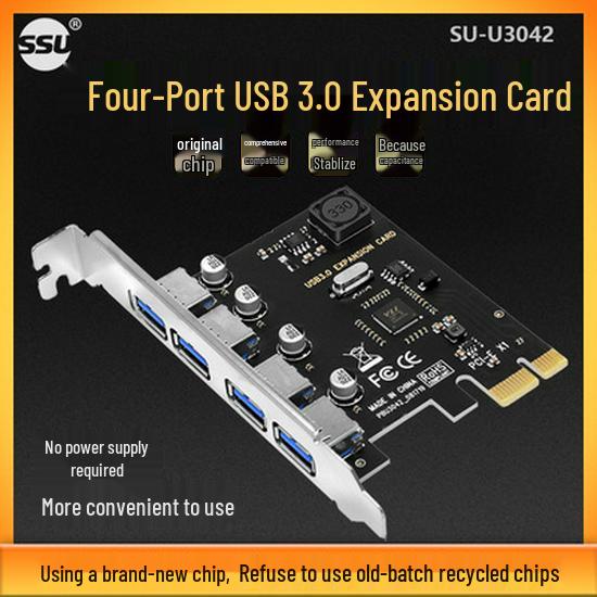 

SSU PCI-E to USB 3.0 Four-Port High-Speed Desktop Expansion Card with VIA Chipset