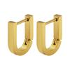 New Stainless Steel Gold Color Geometric Square Hoop Earrings for Women, Minimalist Chic Metal Ear Clip Gifts Trendy Jewelry