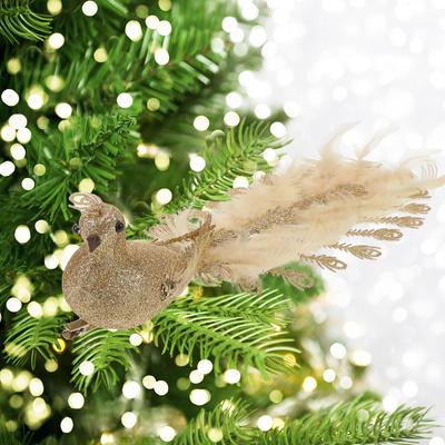 Artificial Peacock Decoration Glitter Ornaments Realistic Birds Hanging Decor Xmas Tree Holiday Decorations Home Display