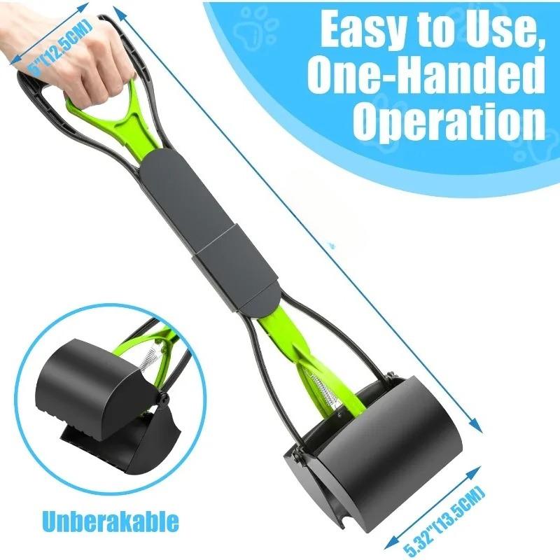 Jaw Clamp Long-Handle Dog Pooper Scooper Heavy Duty Poop Scooper For Puppy Cat Waste Picker Pet Cleaning Shovel Tools Anti-Rust