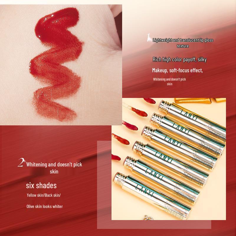 Lan Yi Diary Non-Stick Lip Glaze: Long-lasting, Shiny, Non-Transfer, Nude Makeup for Radiant Skin
