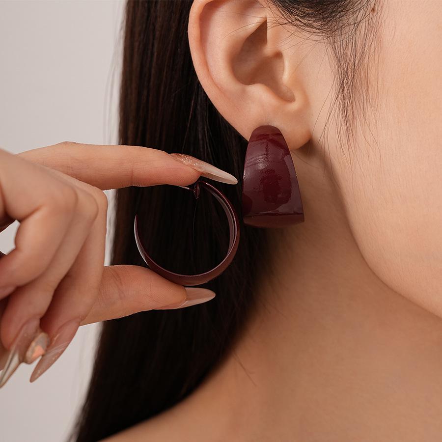 

Ретро Красное Сердце Цветок Геометрические Серебряные Серьги: Элегантные осенне-зимние аксессуары для женщин