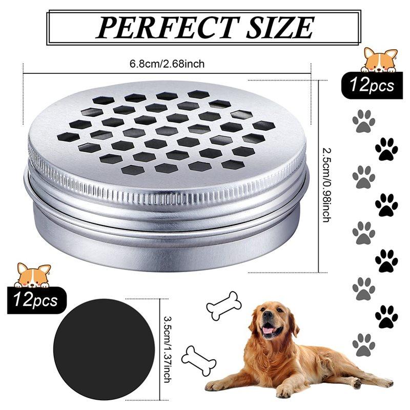 Caja de Entrenamiento de Olores para Mascotas Perros, Paquete de 12 Latas de Olores Magnéticas, Kit de Contenedor Metálico Nose Work para Entrenamiento de Perros