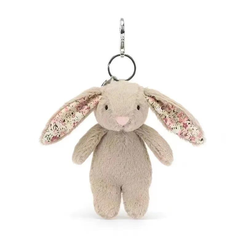 2026 Bag Car Keychain Mobile Phone Pendant Plush Gift Stuffed Animals Cute Cartoon Rabbit Keychain Love Pompom Trinket Toy Girl
