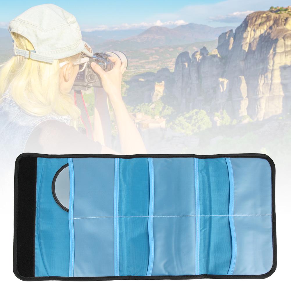 Nylon Shockproof Storage Bag Case Pouch for 6 Pcs Camera Filter UV Lens Photography Equipment