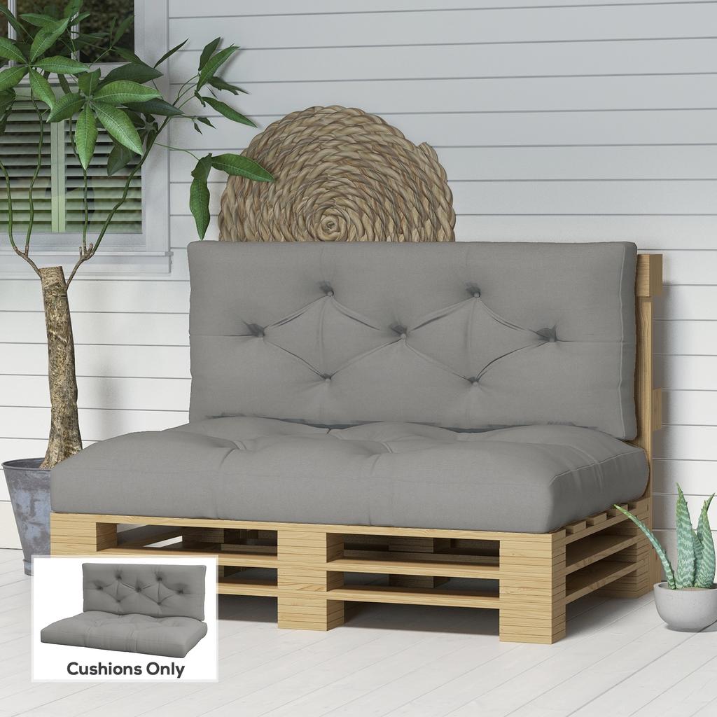 Seat And Back Padded Pallet Cushion Set Light Grey