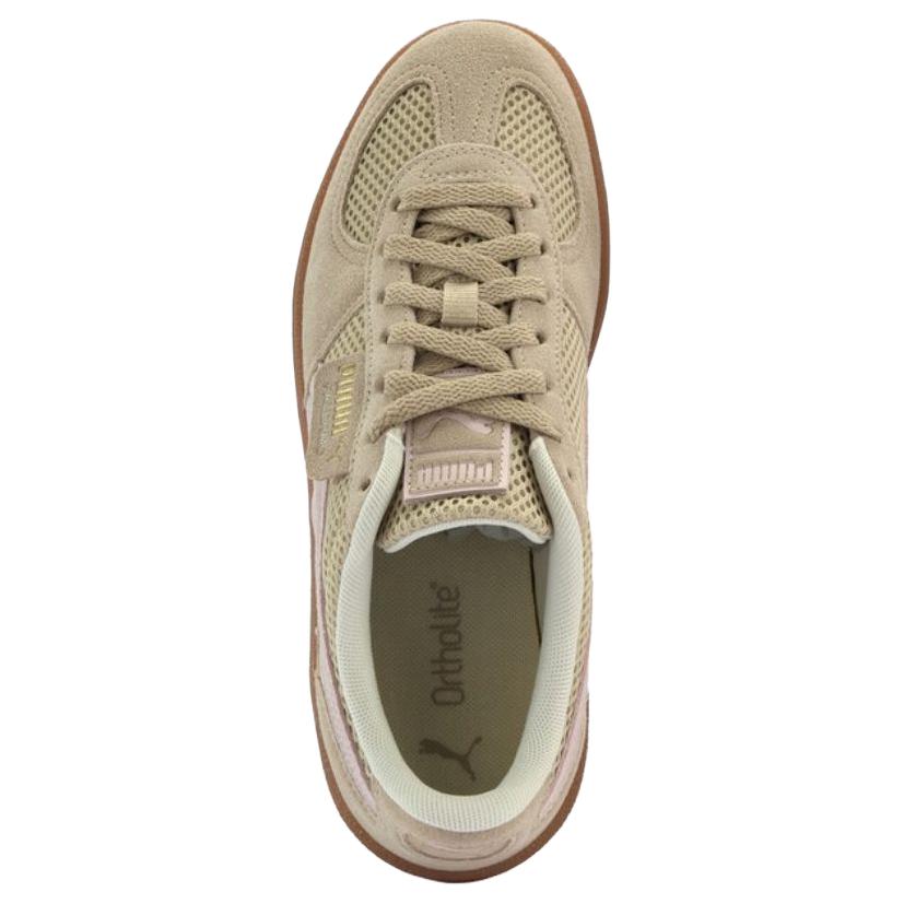 Puma Palermo CN Mesh Comfortable Soft Thin Sole Durable Low Top Skate Shoes Women Sneaker Light-Brown 403954-02