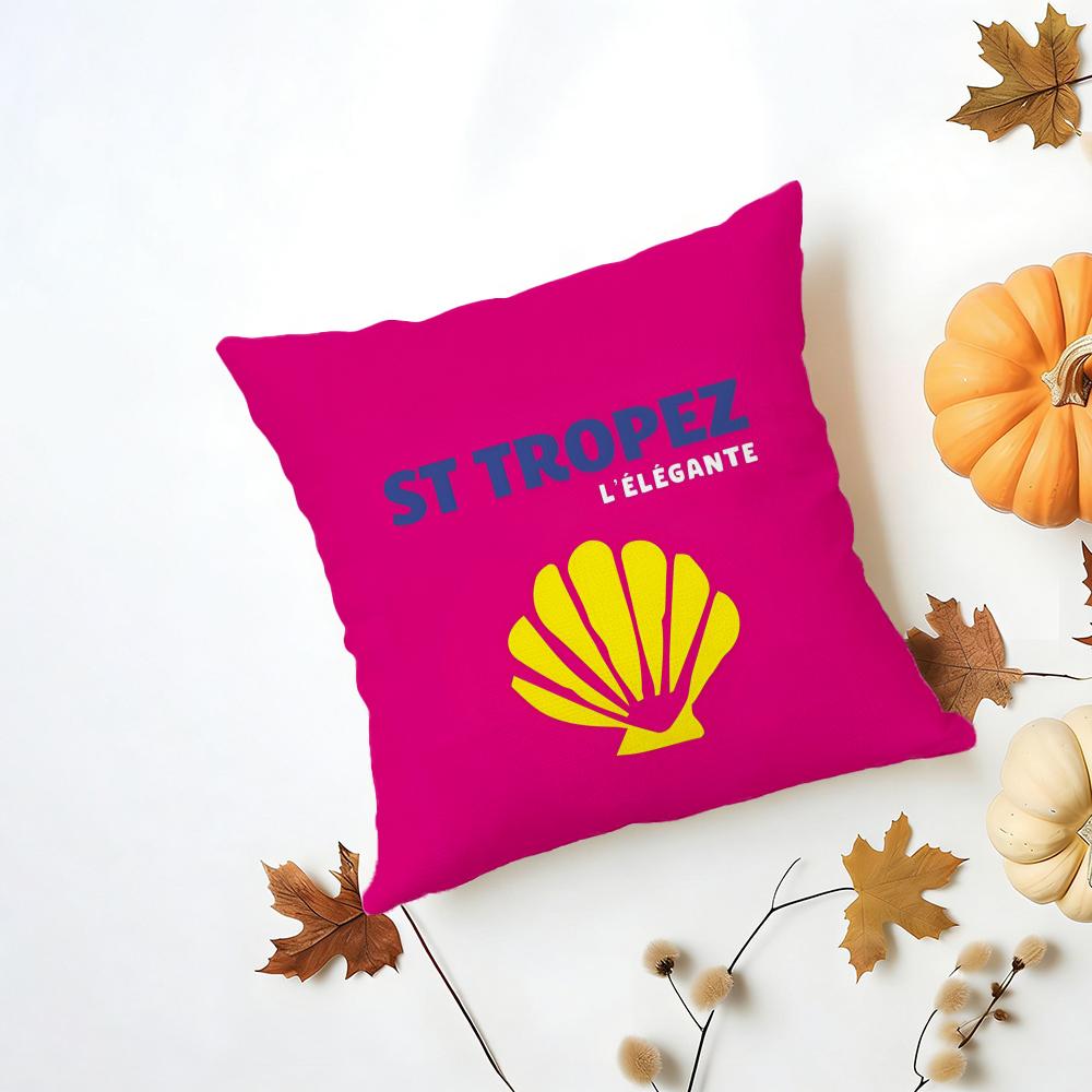 Bright Cheerful Anime Summer Travel Series Cushion Cover Washable Linen Pillowcase Soft for Daily Sofa Bed Home Room Decor