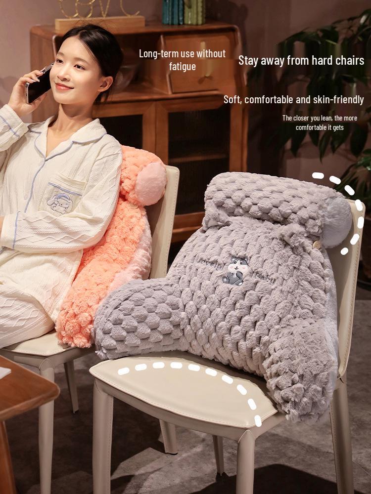 Cartoon Turtle Velvet Lumbar Support Cushion - Soft, Removable, Washable Seat & Sofa Backrest for Bedroom