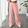 Women's Elastic V High Waist Wide Leg Pants Solid Color Casual Straight Long Trousers