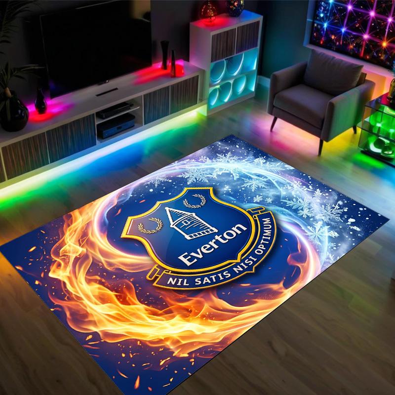 Everton Football Design Crystal Velvet Carpet Cozy Non?Slip Printed Rug For Bedroom Living Room Entrance