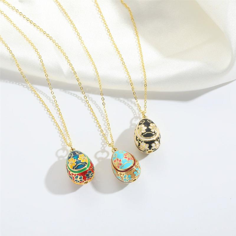 1Pc Clavicle Chain Niche Water Droplet Pendant Exquisite Pendant Necklace Gift Pattern Easter Egg