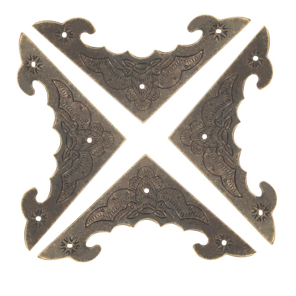 12 buc Cutie Lemn Cutie Cadou Bijuterii Protecții Decorative de Colț Bronz Acoperire Margine Protecție S