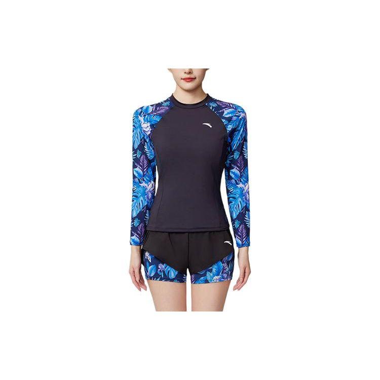 

Anta Цветной блок, принт логотипа, круглый вырез, пуловер с длинным рукавом, купальник из двух частей, женский купальник, черный, цветочный-синий 1824532492-2 XXL