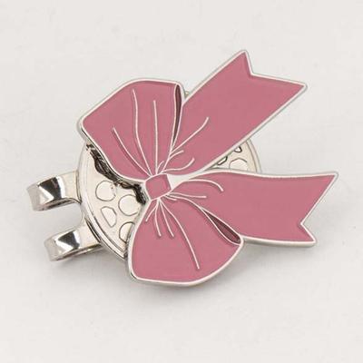 Pink Ribbon Golf Cap Clip Bowknot Ball Position Golf Ball Mark Magnetic Brim Decorative Golf Hat Marker Golf Enthusiasts
