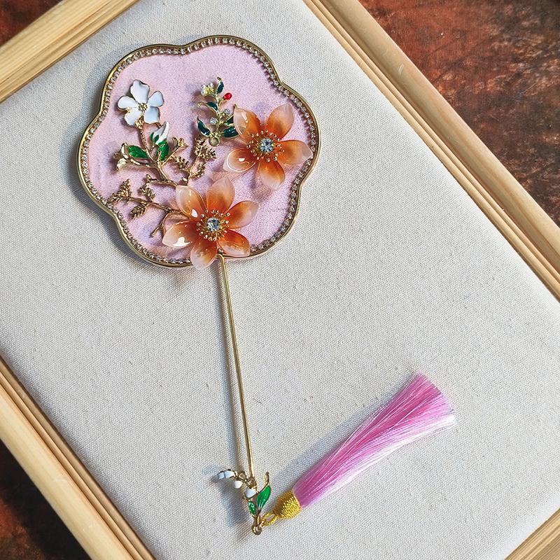 Bride Wedding Handheld Group Fan Handmade Chinese Vintage Flower Fan Pography Props Chinese Wedding Po Mini Group Fan