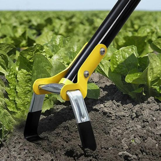 Double-Ended Garden Hoe & Weeder Heavy Duty Scuffle Hoe for Soil Loosening & Weed Removal 30-72 Inch Height Adjustable Long Handle Garden Tool for